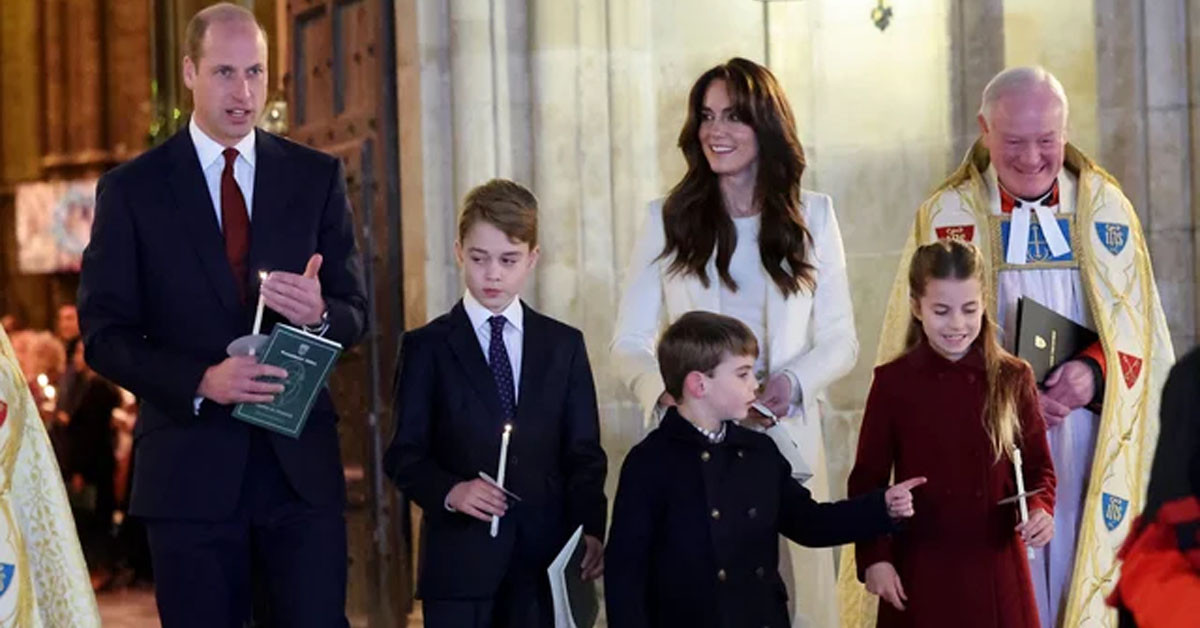 Prince William and Catherine were spotted back at Kensington Palace with their three children George, Louis and Charlotte